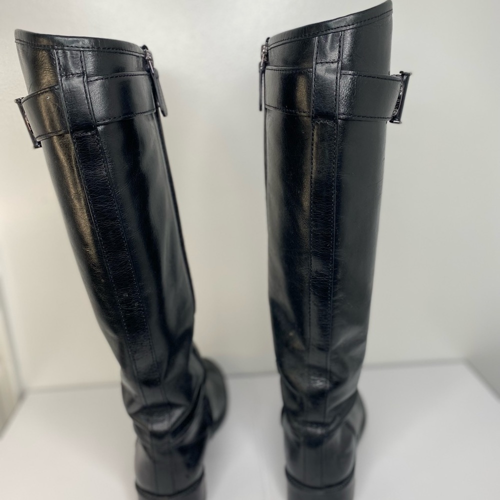 TORY BURCH Grace Black Knee-High Leather Riding Boots - Picture 11 of 12